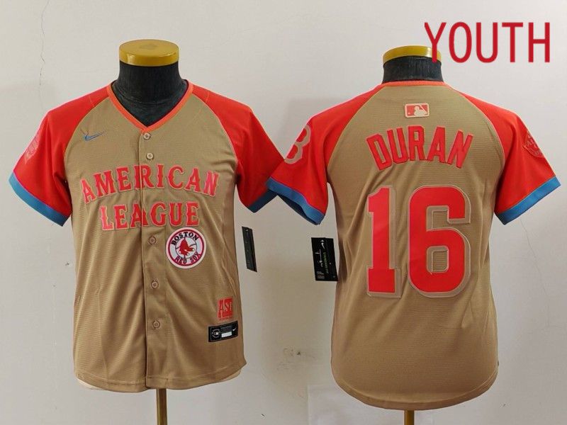 Youth Boston Red Sox #16 Duran Orange All star 2024 Nike MLB Jersey style 3